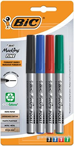 BIC Marking Fine ECOlutions permanenta markörer med fin konisk spets blandade färger, blister 4 st 3086120024444