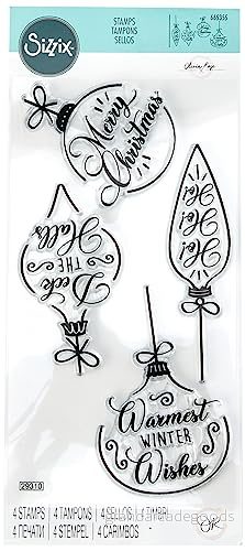 Sizzix genomskinliga stämplar 4PK julgranskulor av Olivia Rose, 665355 630454272700