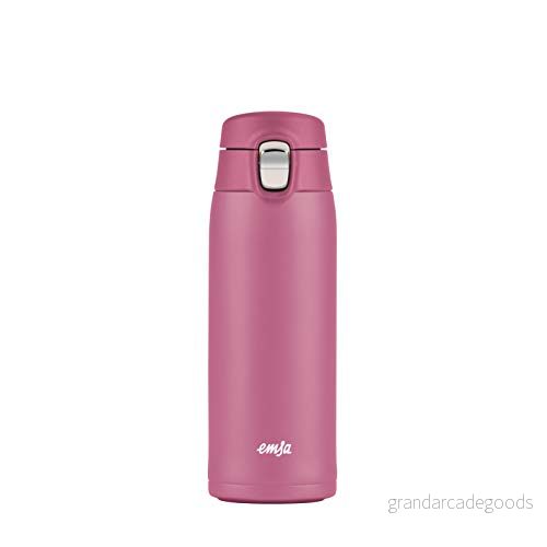 Emsa N21511 Travel Mug Light termo /isoleringsmugg i rostfritt stål 0,4 liter 8 h varm 16 kall BPA fri 100% tät läckagesäker diskmaskinssäker vikbart låssystem rosa 4009049535142