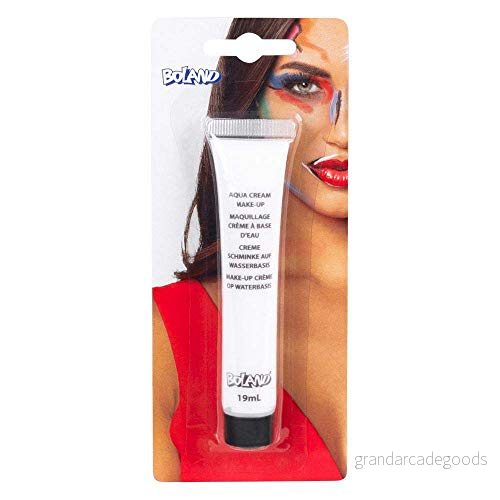 Boland 44985 Aqua Crème Make Up vit, innehåll 19 ml, i röret, vattenbaserad parfym, temafest, karneval, halloween 8712026449856