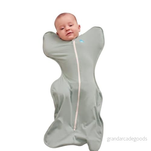 Love To Dream Swaddle Up Lite, Medium (6 8,5 kg), Ultralätt tyg för varma temperaturer (24 27 C), armar upp position, babynopp, dubbel dragkedja enkla blöjbyten, oliv 9343443100694