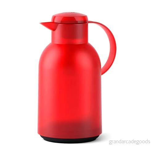 Emsa N40117 Samba vakuumkanna 1,5 liter Quick Press förslutning 12 h varmt och 24 timmar kallt genomskinlig/röd 4009049531823