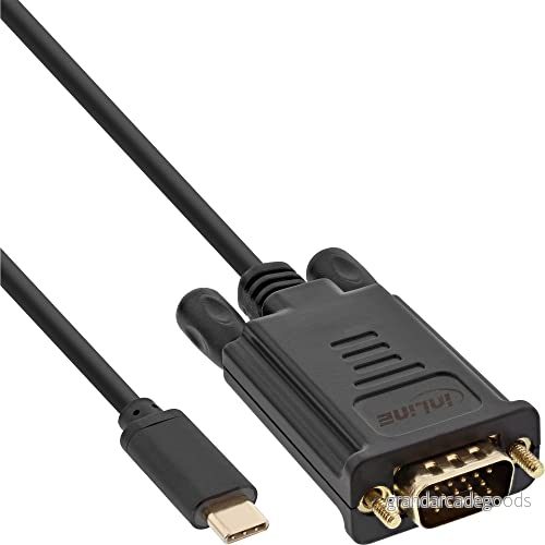 InLine 64142 USB skärmkabel, typ C kontakt till VGA (DP gammalmode), svart, 2 m 4043718271320