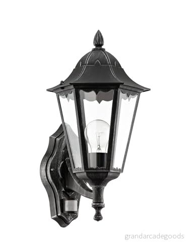 Eglo Utomhusvägglampa Navedo - Sensor - E27 - IP44 - Svart/Silver 9002759934583