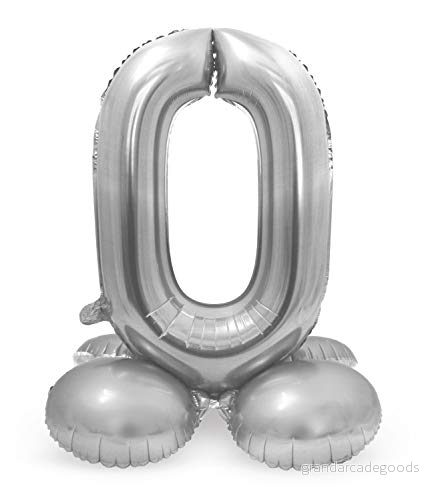 Folat Folieballong med basnummer 0 Silverfärgad 72 cm 8714572647106