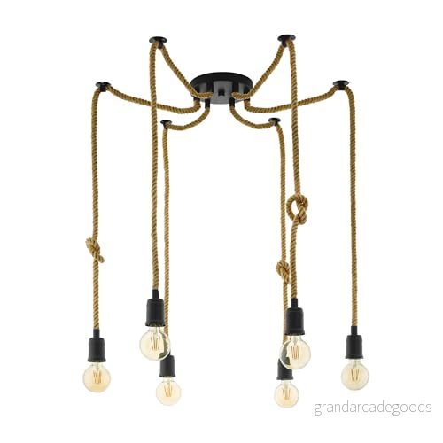 EGLO Pendellampa Rampside – 6 Lågor – Vintage Industriell Design – Fattning E27 – Svart/Brun – 43195 9002759431952 EGLO Pendellampa Rampside – 6 Lågor – Vintage Industriell Design – Fattning E27 – Svart/Brun – 43195 9002759431952