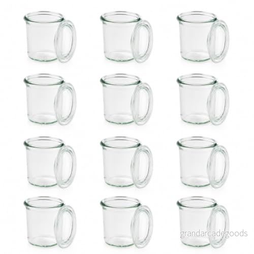 APS 12 Original WECK burkar 140 ml med lock, Ø 6 cm, H: 7 miniform glaslock, konserveringsburk, dekorativ burk, dessertburk, förvaringsburk, diskmaskinssäker 4004133823129