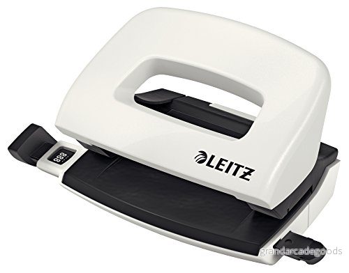 Leitz WOW Mini Hålslag, 10 ark, styrskena med formatmarkeringar, metall, vit, 50601001 4002432101368
