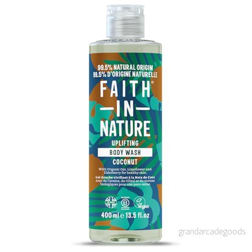Faith In Nature naturlig kokosduschgel, fuktgivande, vegansk och fri från djurförsök, utan SLS eller parabener, 400 ml 708002041037