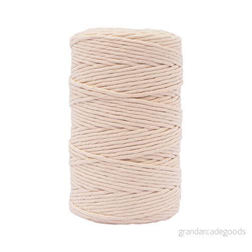 Vaessen Creative makramégarn naturel, 3 mm x 200 m, 100% bomull, finns i olika färger, DIY, hantverk av dekoration som blomkorg, vägghängning, vindljus, drömfångare 8716052239399