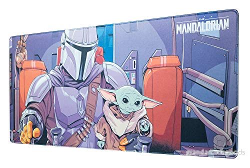 Grupo Erik Star Wars The Mandalorian XXL Mouse Mat Baby Yoda Desk Pad 31.5" x 13.78" Non Slip Rubber Base Pad, Gaming Keyboard Grogu Gifts 8435497250508