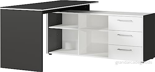 Groddrottning24 vinkelskrivbord 4188-569 GW-Pasadena, med integrerad skänk, 147 x 77 145 cm 4005949418813