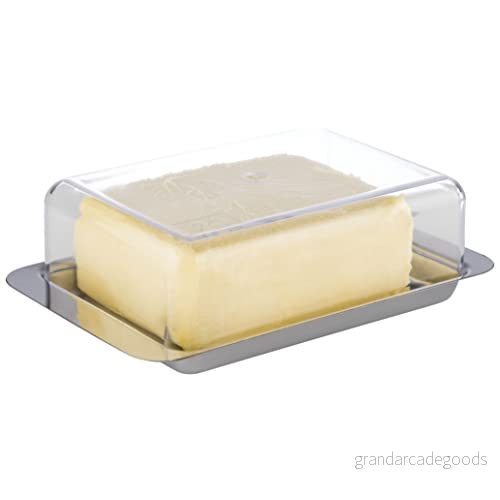 APS Fridge Butter Dish smörskål i rostfritt stål av hög kvalitet Tillverkad Tyskland hållbar och rostfri 16 x 9,5 5,5cm, ej diskmaskinssäker 4004133000636