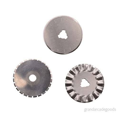 Vaessen Creative 1004 0008 ersättningsblad för rullskärare, set med rak, vågigt och tandat blad, Ø 28 mm, skär papper, tyg, läder, filt mer 8716052230402