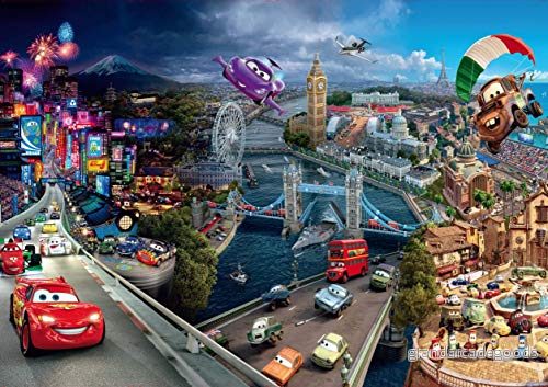 AG Design FTD 0287 bilar 2 Disney, papper fototapet 360 x 254 cm 4 delar, papper, flerfärgad, 0,1 cm, färgglad 8595577902878