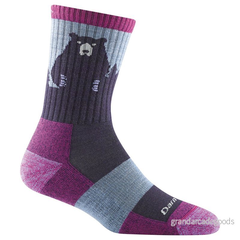 Darn Tough Bear Town Micro Crew Light Cushion Purple Dam Strumpor 642249167610