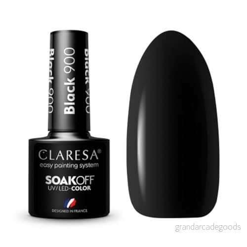 Claresa UV LED nagellack kollektion hybrid manikyr blötläggning av nagelpolering, färg svart, nr 900, 5 ml 5902846077442
