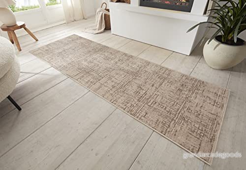 HANSE Home Sole matta vardagsrum kort lugg modern abstrakt melerad använd look i vintagestil, Öko Tex vardagsrumsmatta för matsal, barnrum, ungdomsrum, hall gräddvit brun, 80 x 200 cm 4262377773789