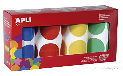 Apli Kids rund färgdekal, 4 rullar 45 mm gul, blå, röd och grön 8410782176343