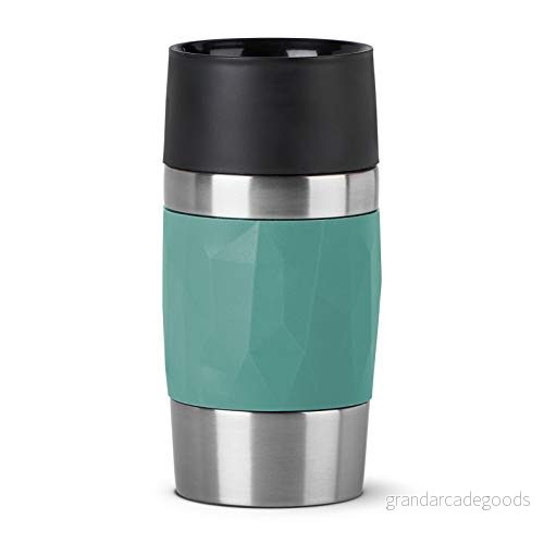 Emsa N21603 Travel Mug Compact termo /isoleringsmugg i rostfritt stål 0,3 liter 3 h varm 6 kall BPA fri 100% tät läckagesäker diskmaskinssäker 360 dricköppning grön 4009049533780
