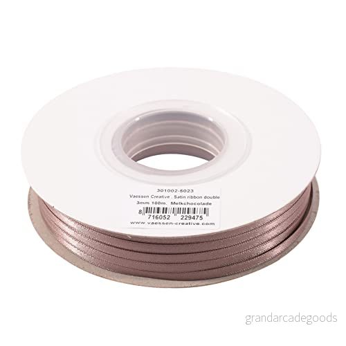 Vaessen Creative satinband 3 mm x 100 m chokladbrun, rosett, dekorband, band för pyssel, tygband bröllop, dop och födelsedagspresenter 8716052229475