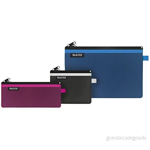 Leitz WOW Fodral med två fickor, dragkedja, nylon, tvättbara, blandade färger, 3 pack, 40150099 4002432119493