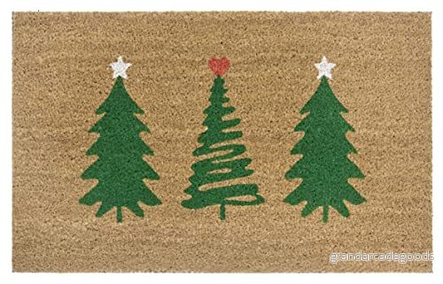 Hanse Home Mix Mats Kokos dörrmatta jul för inomhus och utomhusbruk smutsfångande matta, utomhus, julgran, grön dekoration, väderbeständig halkfri hall, entré 45 x 75 cm 4262377776285