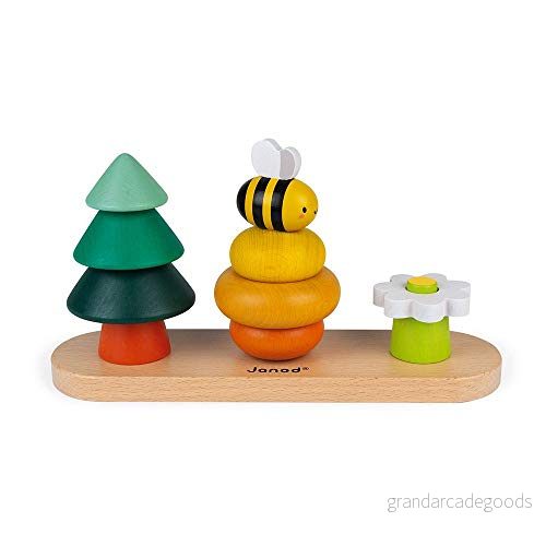 Janod 10 Piece Wooden Forest Toy Early Years Stacking and Fitting Teaches Fine Motor Skills Wwf Partnership Fsc Certified from The Age Of 1, J08635 3700217386351
