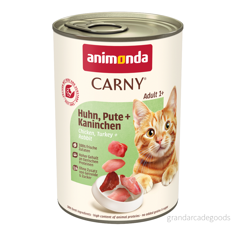Animonda Carny Adult Cat Food, Wet Food for Cats, Chicken, Turkey + Rabbit, 6 x 400 g 4017721837422