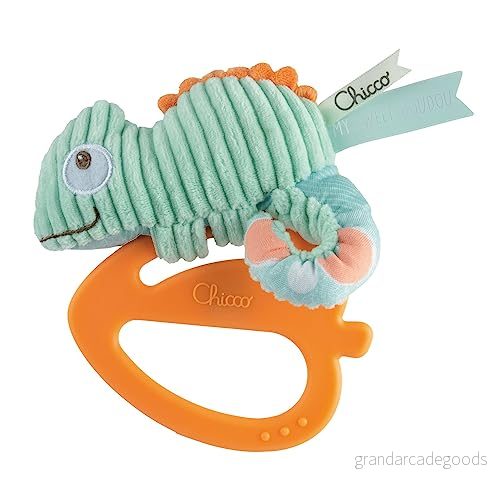 Chicco My Sweet Doudou Chameleon Newborn Gum Massager, Trillino Chamaleonte, Mjuk Plastring, Tandlindring, Baby Tandvård, spel 3 18 Månader 8058664162727