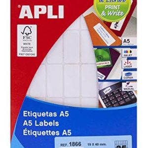 APLI 71y18 etiketter vit tryckt 19 x 40 mm 8410782018667