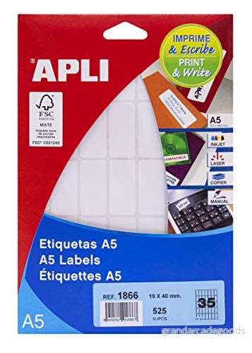 APLI 71y18 etiketter vit tryckt 19 x 40 mm 8410782018667