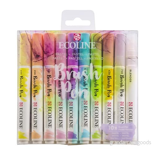 Ecoline Uppsättning med 9 pennor och 1 diffuminator, pastellfärger 8712079442736