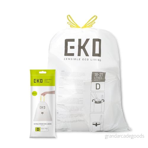EKO storlek D papperskorgar för kökskorgar extra starka med dragskohandtag 1821 liter kapacitet 20 påsar, vit 6951800600676