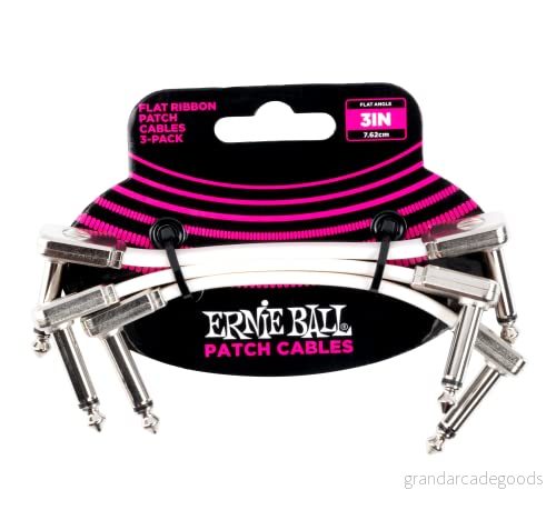 Ernie Ball 3 inch Flat Ribbon Patch Cable Pack White 749699109396