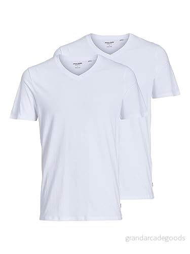 Jack & Jones Jacbasic V-ringad T-shirt - 2-pack - Vit - XXL 5713730659091