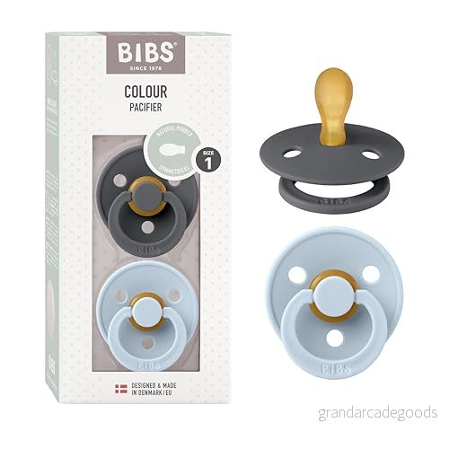 BIBS Colour 2 pack Latex Napp 0 6 mån (Iron/Baby Blue) 5713795249046