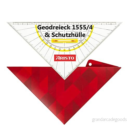 Aristo AR18034B Geotriangel AR1555/4 inkl. geocover skyddsfodral (hypotenuse 25 cm, avtagbart handtag, bläckknoppar, med perforering och magnetlås) basic 9003182180349