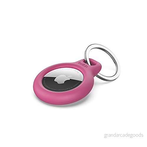 Belkin AirTag fodral med nyckelring (Secure Holder skyddsfodral för Air Tag reptåligt tillbehör) Rosa 745883786190