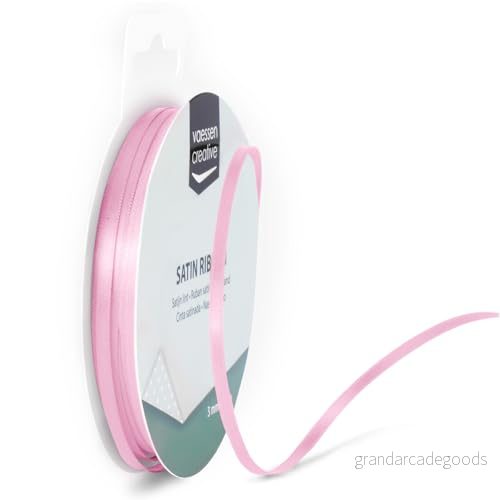 Vaessen Creative Satin Ribon, tyg, ljusrosa, 3 mm 8716052232482