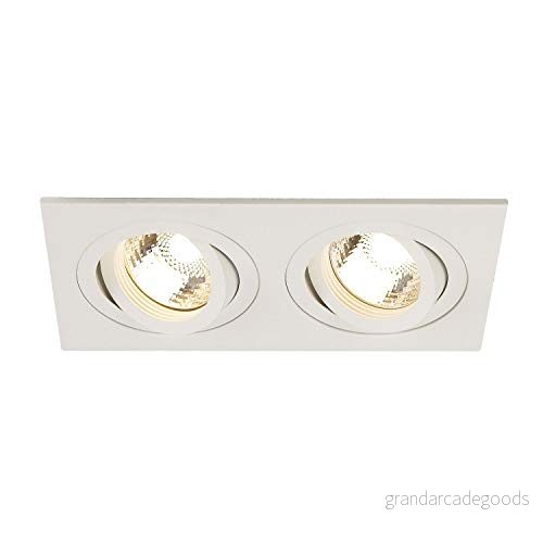 SLV LED infälld takstrålkastare NEW TRIA 155 I kantig, QPAR 51, GU10, double, CS, klippfjäder, vit, lampa, takstrålkastare, roterande och svängande taklampa, inomhus 4024163137126