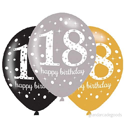 BALLOON pk6 27cm Age 18 Sparkl 13051639051