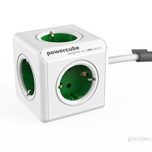 allocacoc PowerCube Extended EU, 5x uttag och distributör, 230 V Schuko, vit grön 8718444086956 allocacoc PowerCube Extended EU, 5x uttag och distributör, 230 V Schuko, vit grön 8718444086956