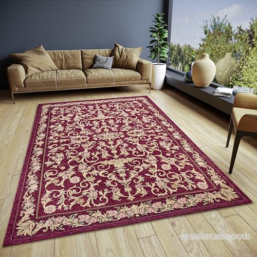 HANSE Home Assia Design matta, orientalisk platt tyg, blommönster, halkfri undersida, klassiskt högkvalitativt vävd för vardagsrum, sovrum, matsal, hall röd, 120 x 180 cm 4068226000385