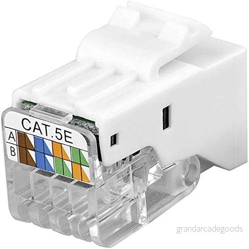 Goobay 95739 Keystone modul RJ45 uttag/CAT 5e nätverkskontakt 100 MHz/UTP Ethernet uttag 8P8C/LSA montering/snap in system/PC fodral/vit 4040849957390