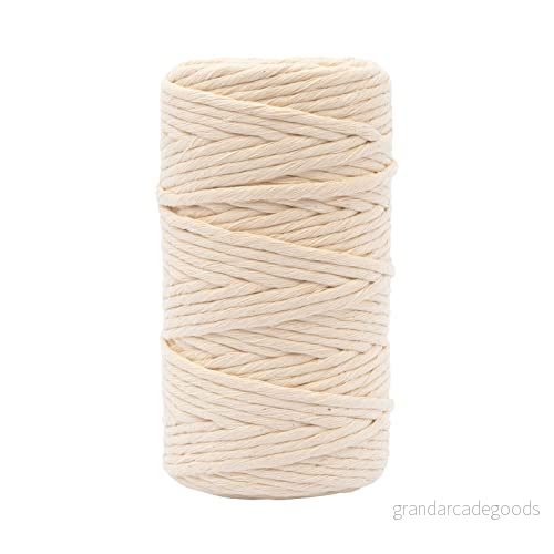 Vaessen Creative makramégarn naturel, 4 mm x 100 m, 100% bomull, finns i olika färger, DIY, hantverk av dekoration som blomkorg, vägghängning, vindljus, drömfångare 8716052239405