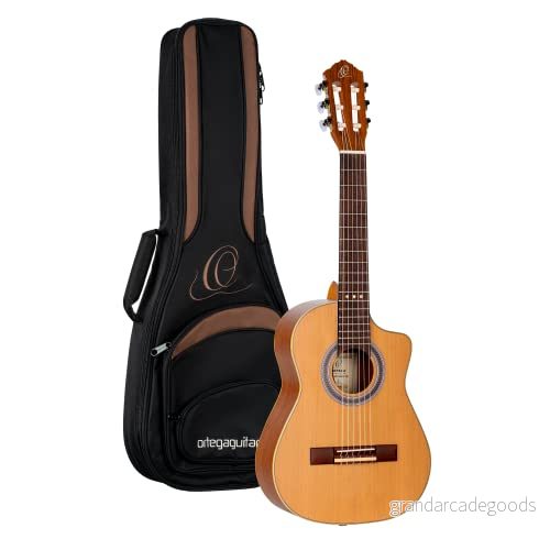 Ortega Guitars konsertgitarr elektroakustisk Requinto Series djup kropp inklusive Gigbag massiv cederträ/saele (RQ39E) 842960181418