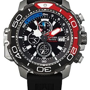 Citizen herrar kronograf Eco Drive armbandsur med gummiband Promaster Marine, Grå svart röd blå, Einheitsgröße, Rem 4974374298959 Citizen herrar kronograf Eco Drive armbandsur med gummiband Promaster Marine, Grå svart röd blå, Einheitsgröße, Rem 4974374298959