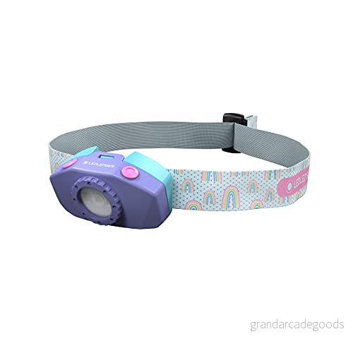 Ledlenser KIDLED2 LED pannlampa för barn energisparande flickor med batterier barnpannlampa pojkar vit, rött, blått ljus mini strålkastare klämma lila 4058205027069