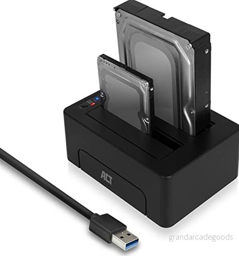 ACT Dubbel dockningsstation USB 3.1 Gen1 (USB3.0) för 2,5 och 3,5 tums SATA hårddiskar/SSDs AC1504 8716065489705